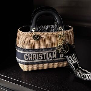 Dior Black and Tan Woven Mini Bag